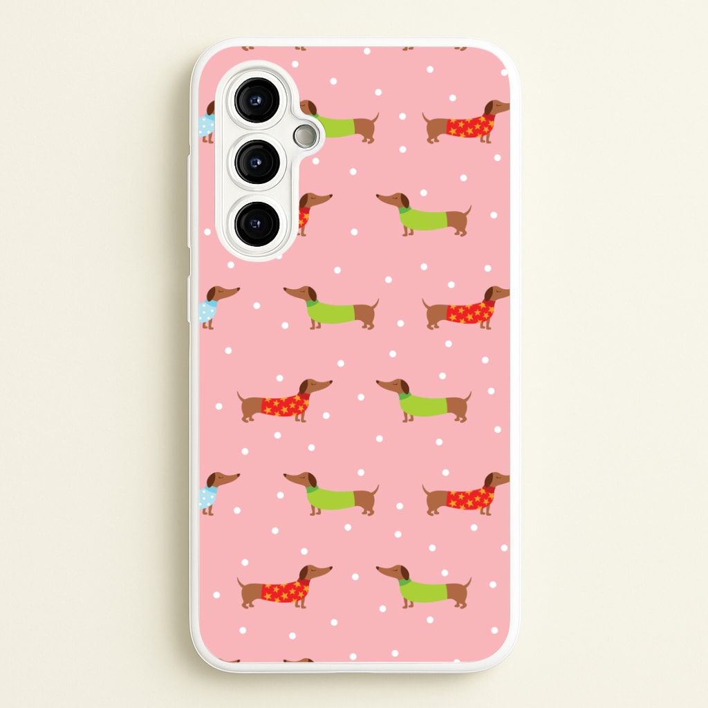 Christmas Jumpers Dachshund Pattern Galaxy A54 Case