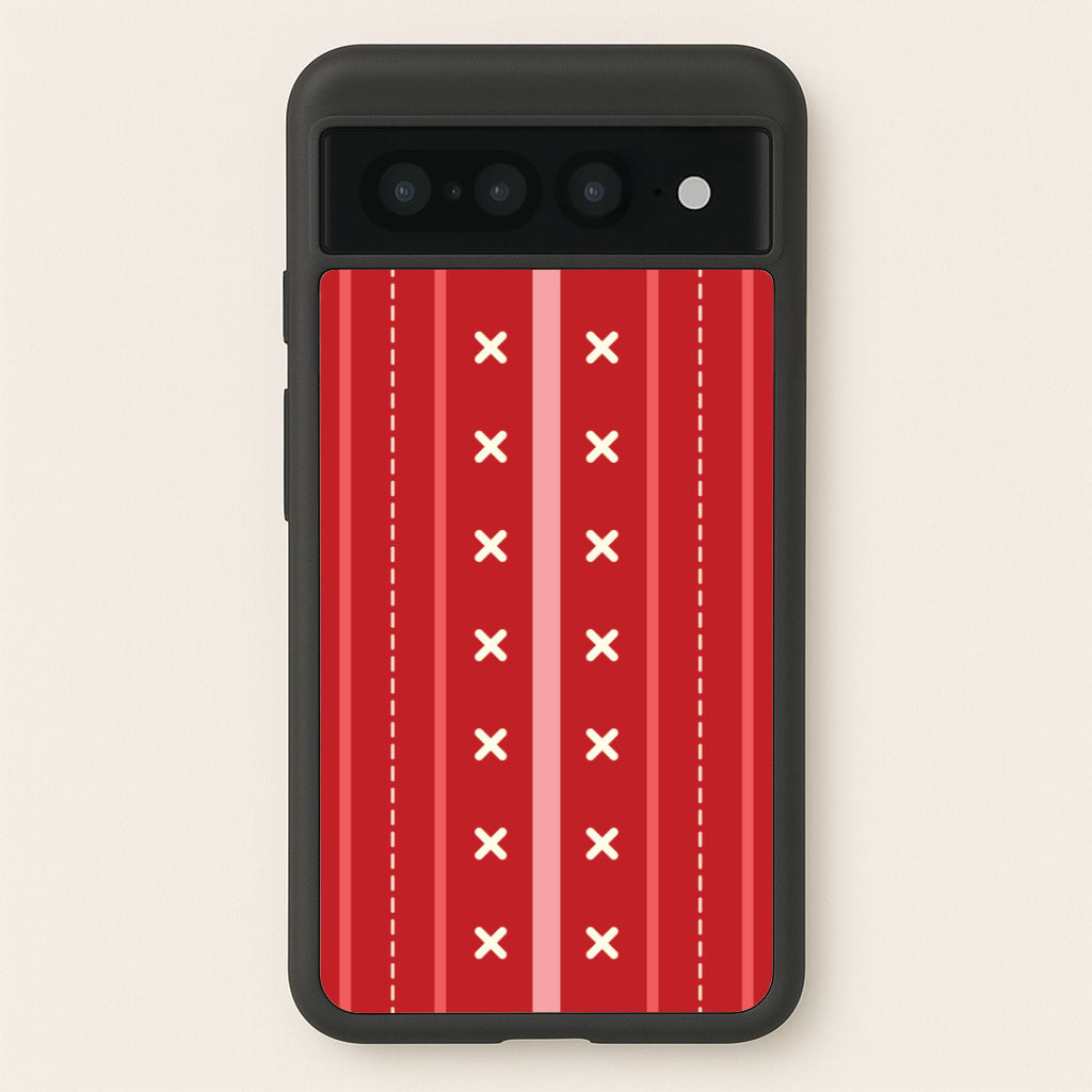 Stripes And Stitches Red Christmas Pattern Google Pixel 7 Pro Case