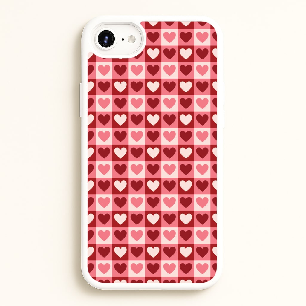 Pink Tartan Love Hearts Pattern iPhone 6 / 7 / 8 / SE Case