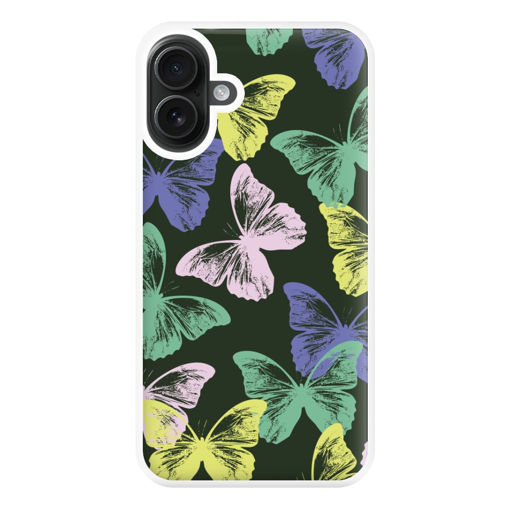 Colourful Butterfly Stamps Pattern iPhone 16 Plus Case