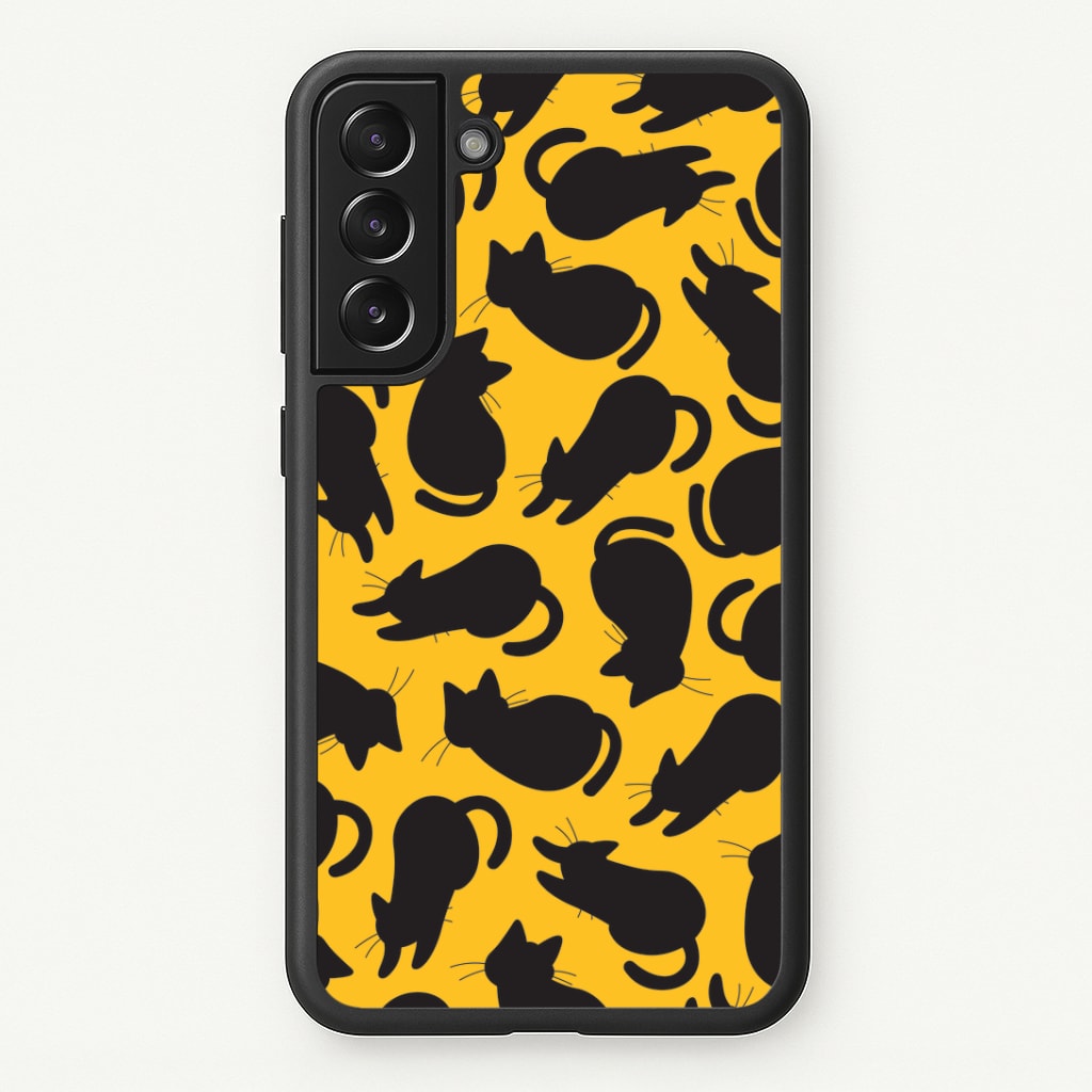 Black Cat Silhouettes Pattern Galaxy S21FE Case