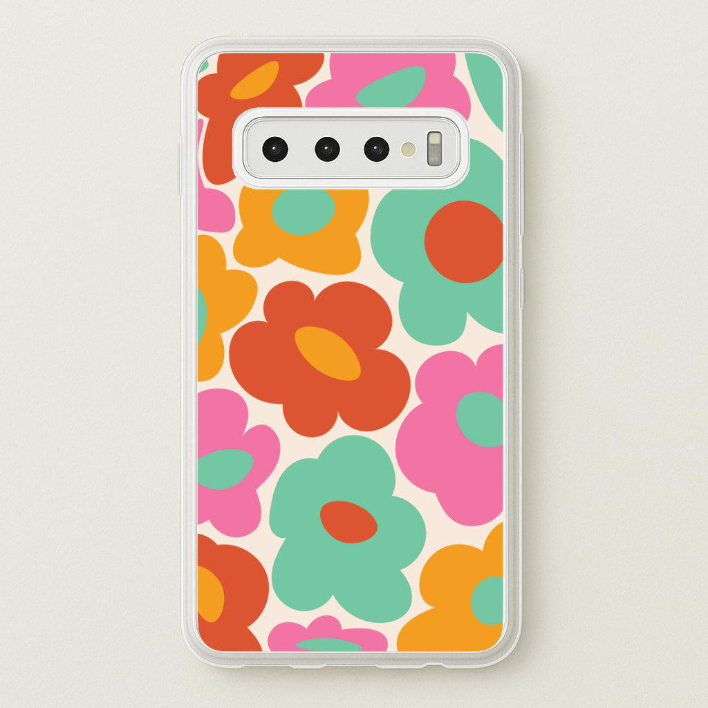 Abstract Trippy Retro Flowers Galaxy S10 Case