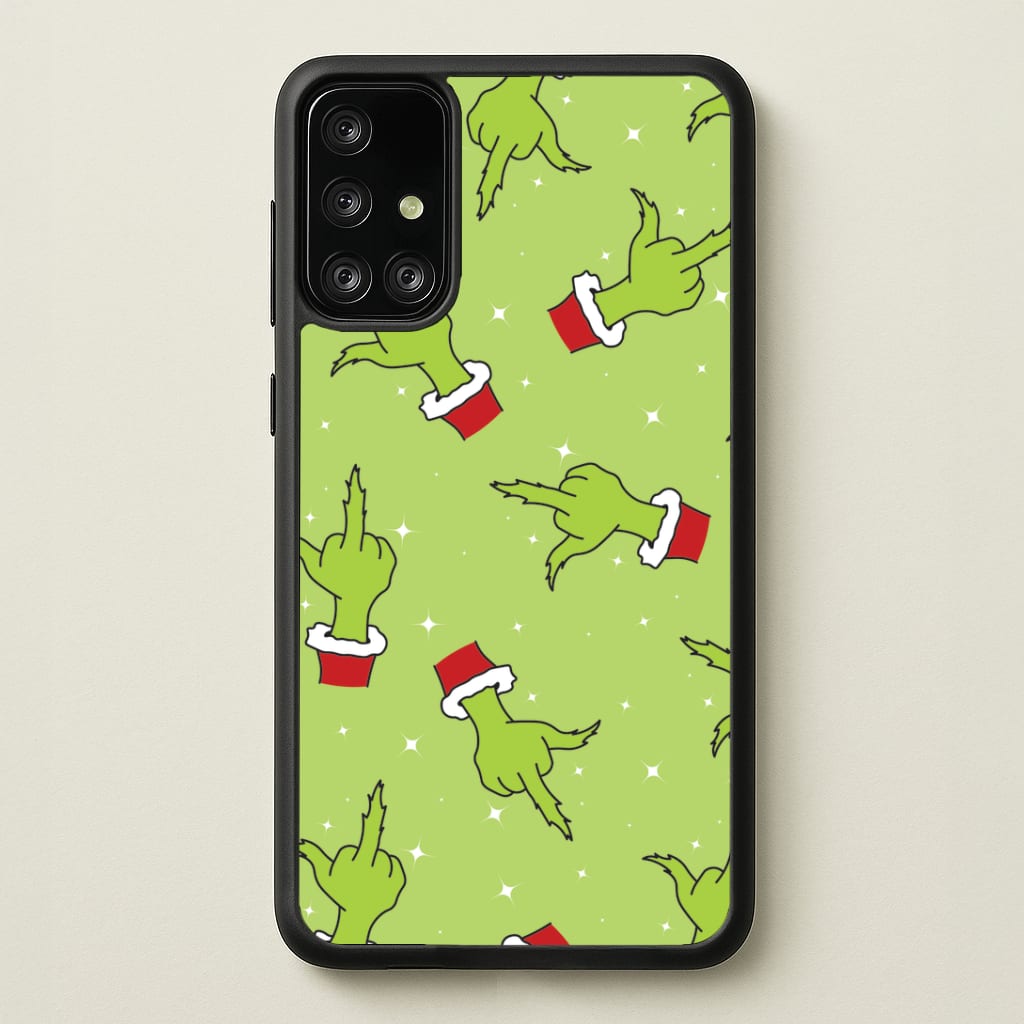 Green Middle Finger Christmas Pattern Galaxy A71 Case