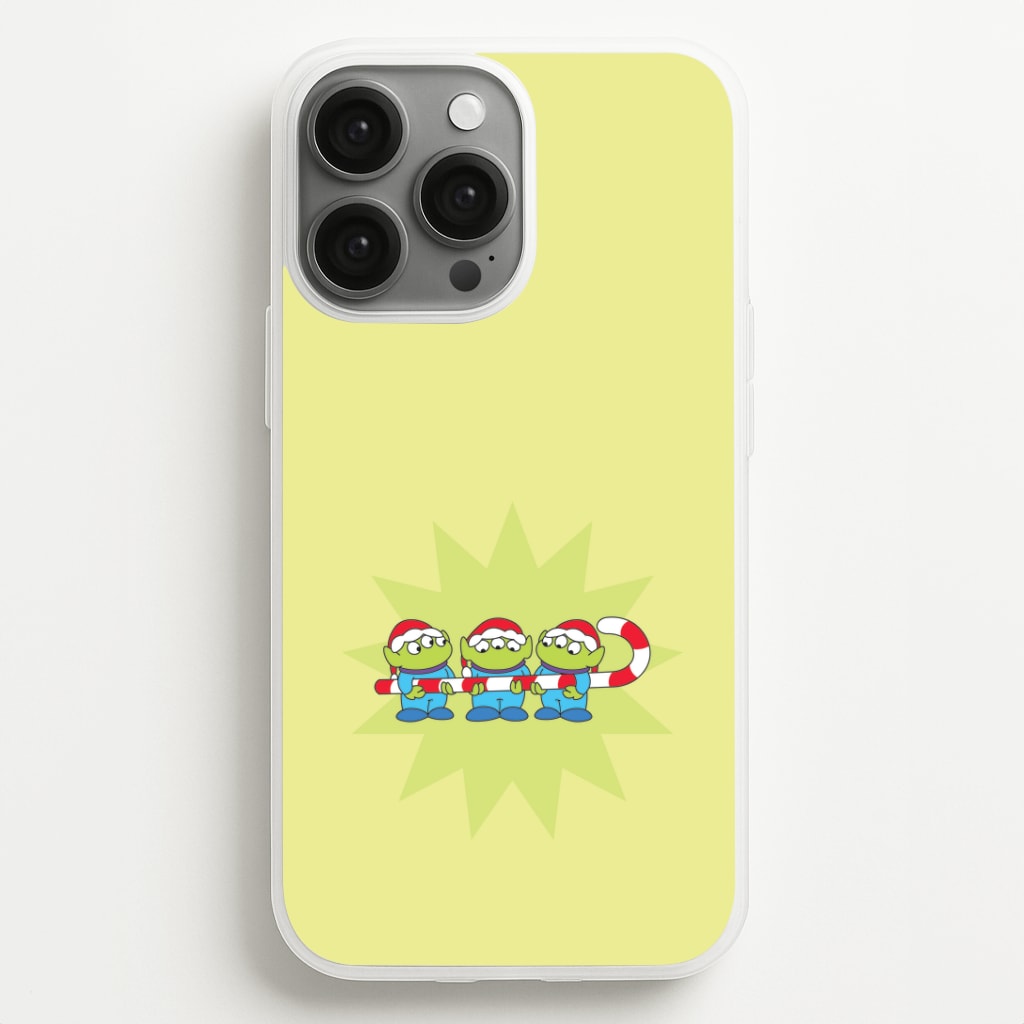 Cute Green Aliens Candycane iPhone 13 Pro Max Case