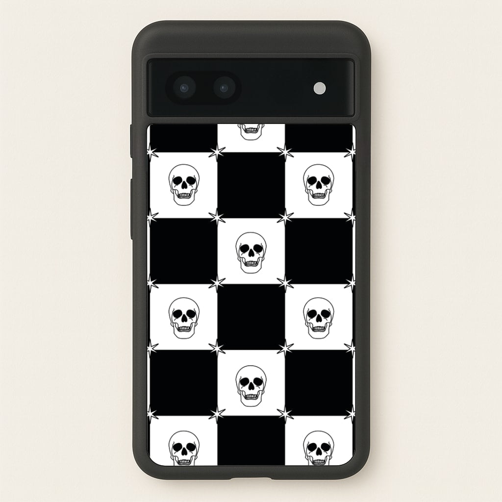 Checkered Skulls Pattern Google Pixel 6a Case