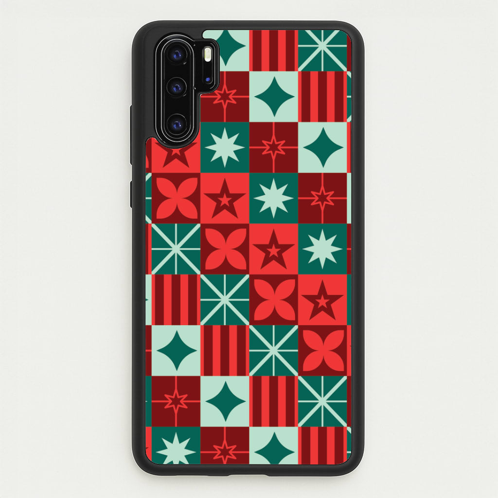 Geometric Square Christmas Pattern Huawei P30 Pro Case