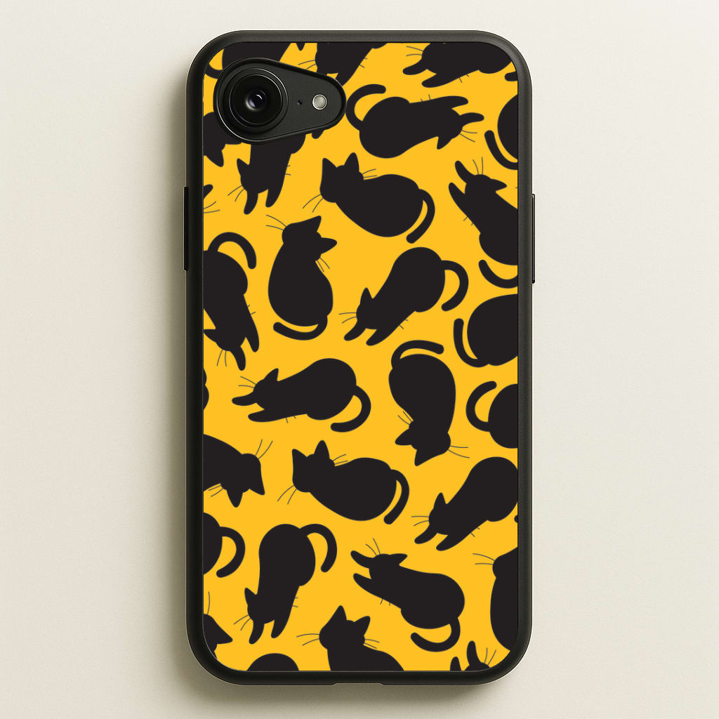 Black Cat Silhouettes Pattern iPhone 16e Case