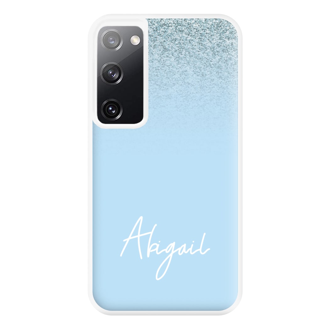 Blue Glitter Personalised Name Galaxy S20 Case