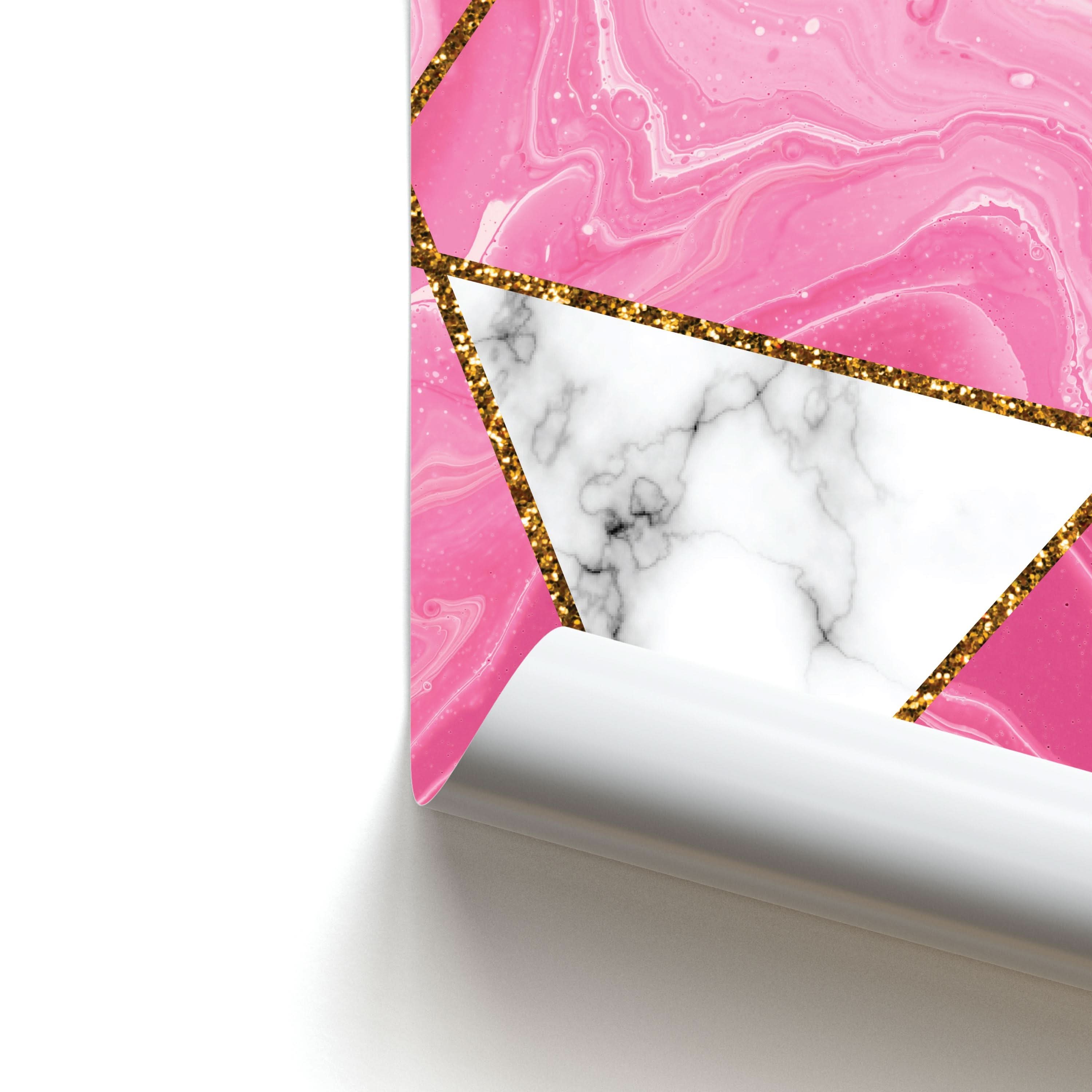 Pink Marble And Gold Collage Poster