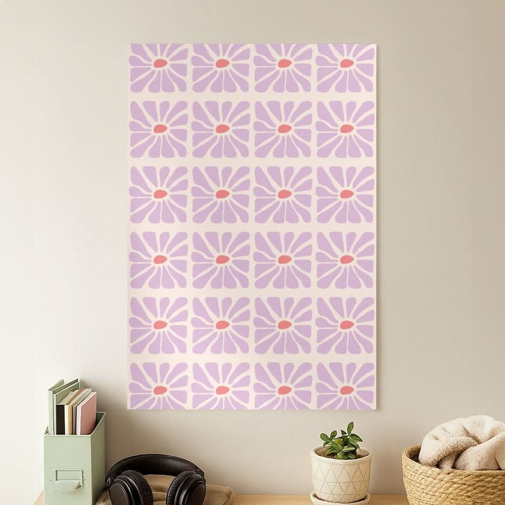 Square Abstract Flowers Mauve Poster