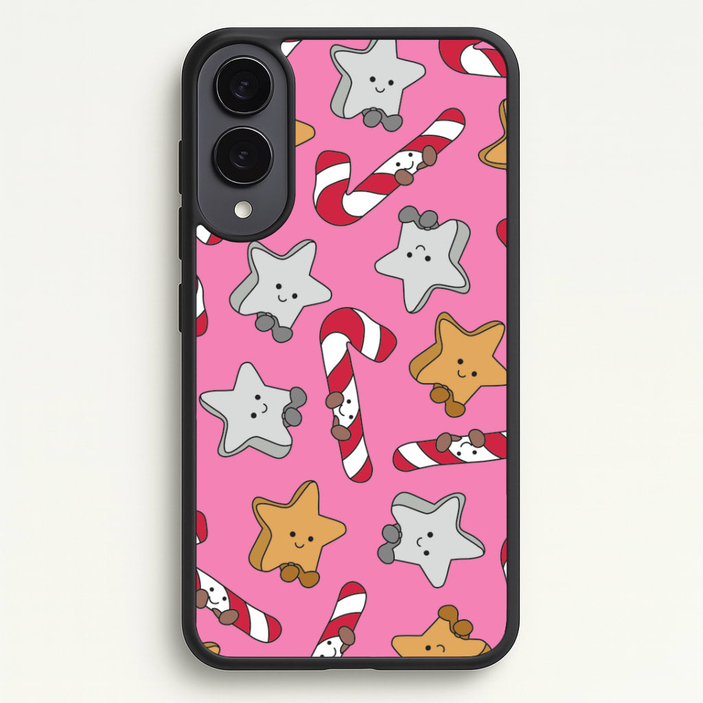 Pink Christmas Plushies Pattern Galaxy S25 Edge Case