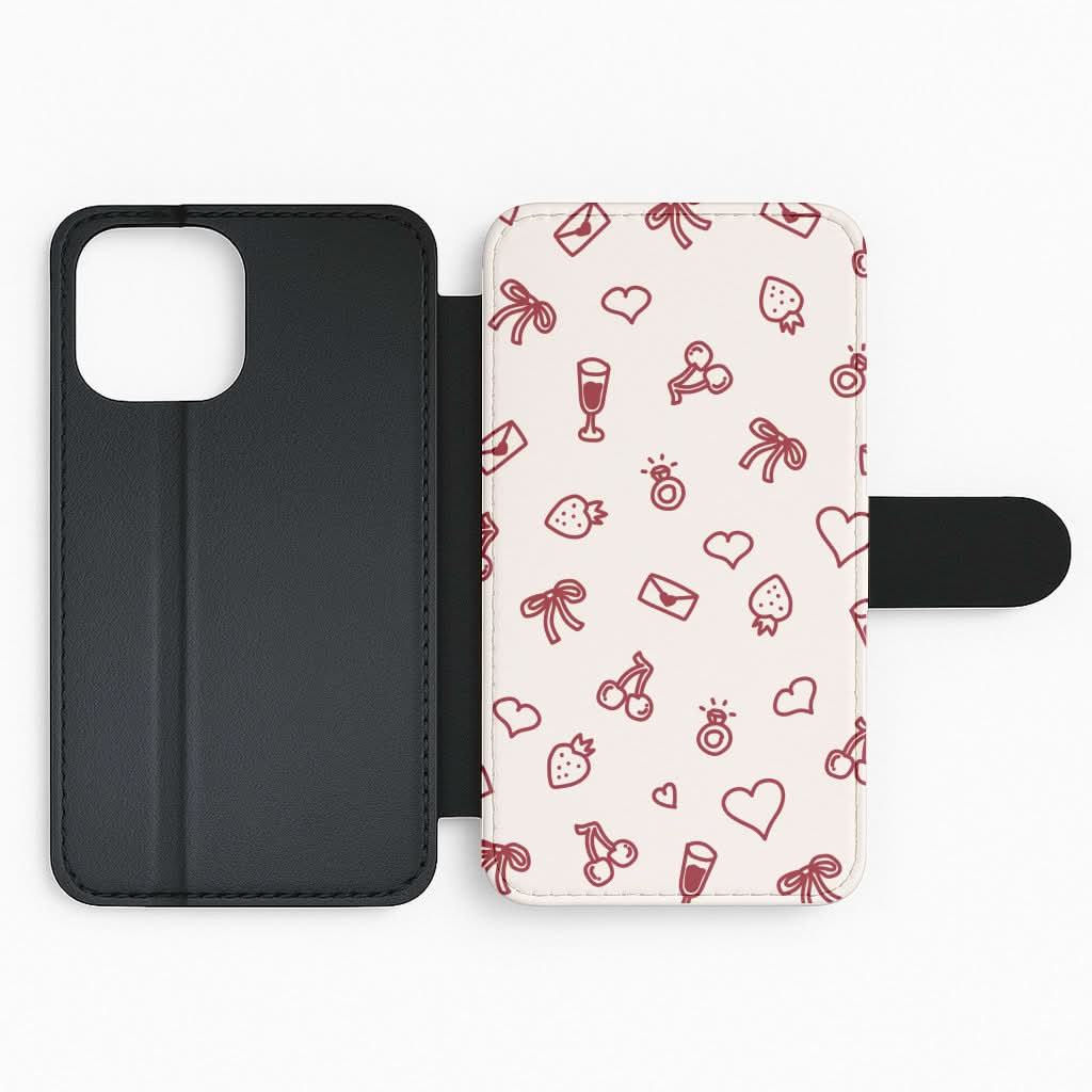 Valentines Doodles Flip Phone Case