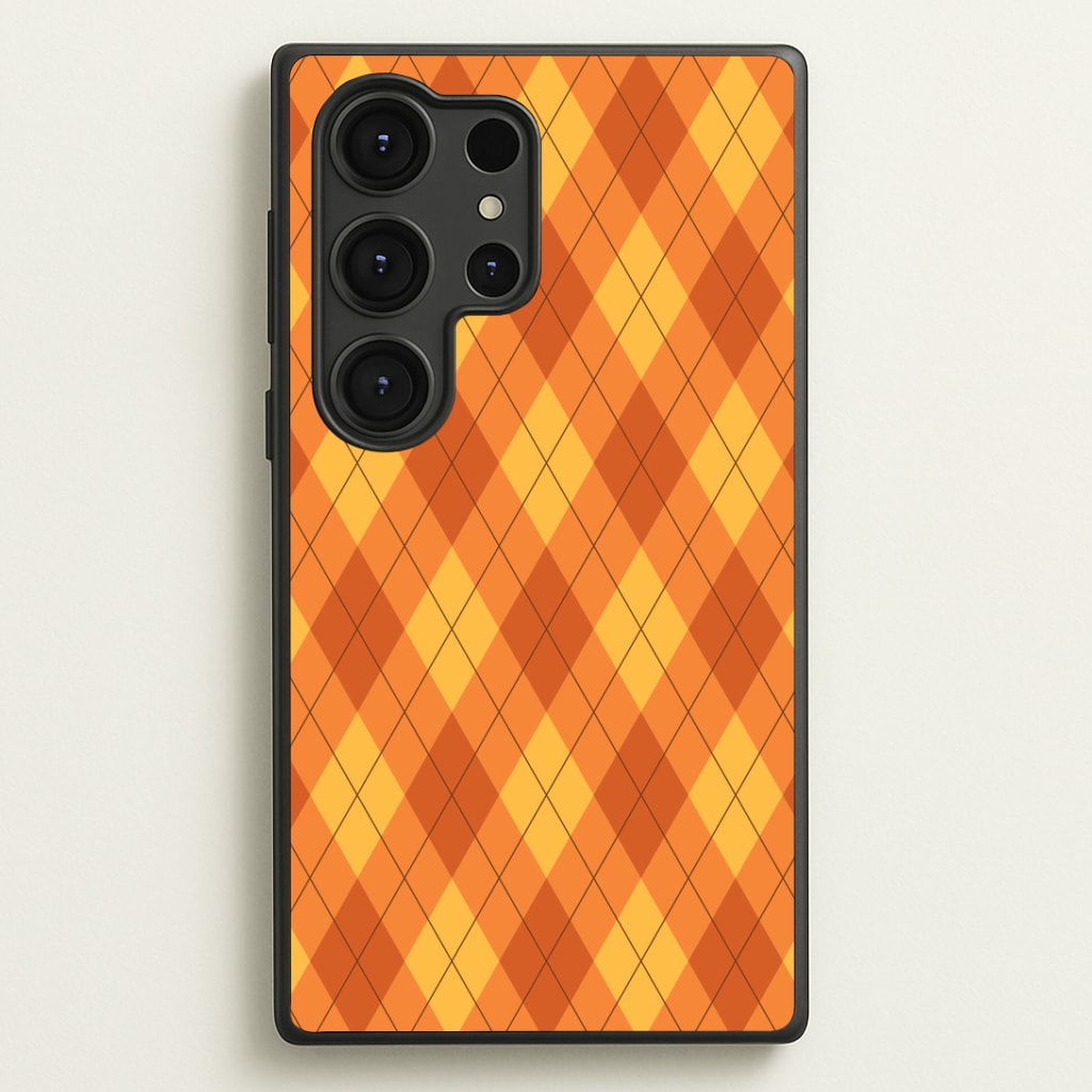 Orange Argyle Pattern Galaxy S25 Ultra Case