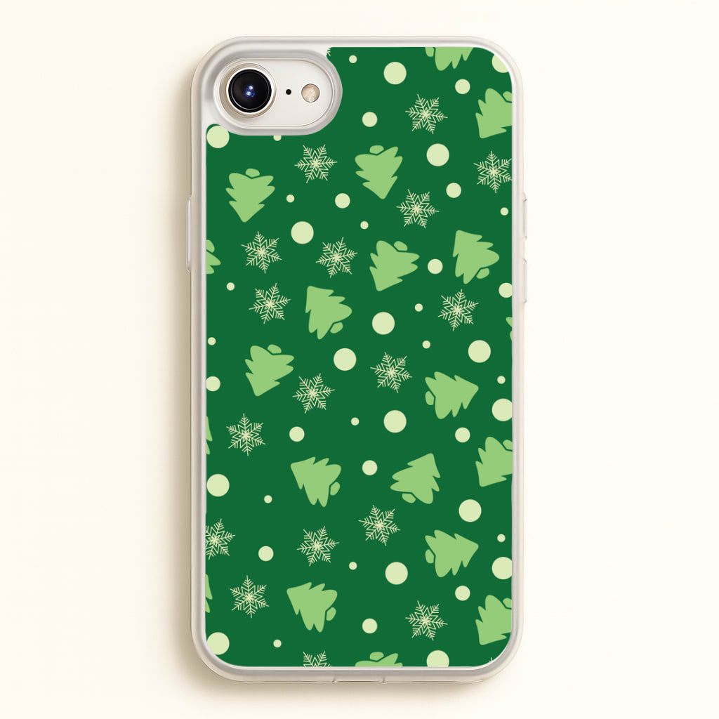 Cartoon Christmas Trees And Snowflakes Pattern iPhone 6 Plus / 7 Plus / 8 Plus Case