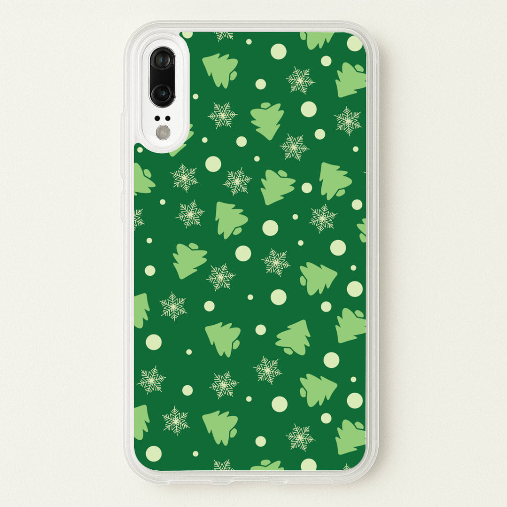 Cartoon Christmas Trees And Snowflakes Pattern Huawei P20 Case