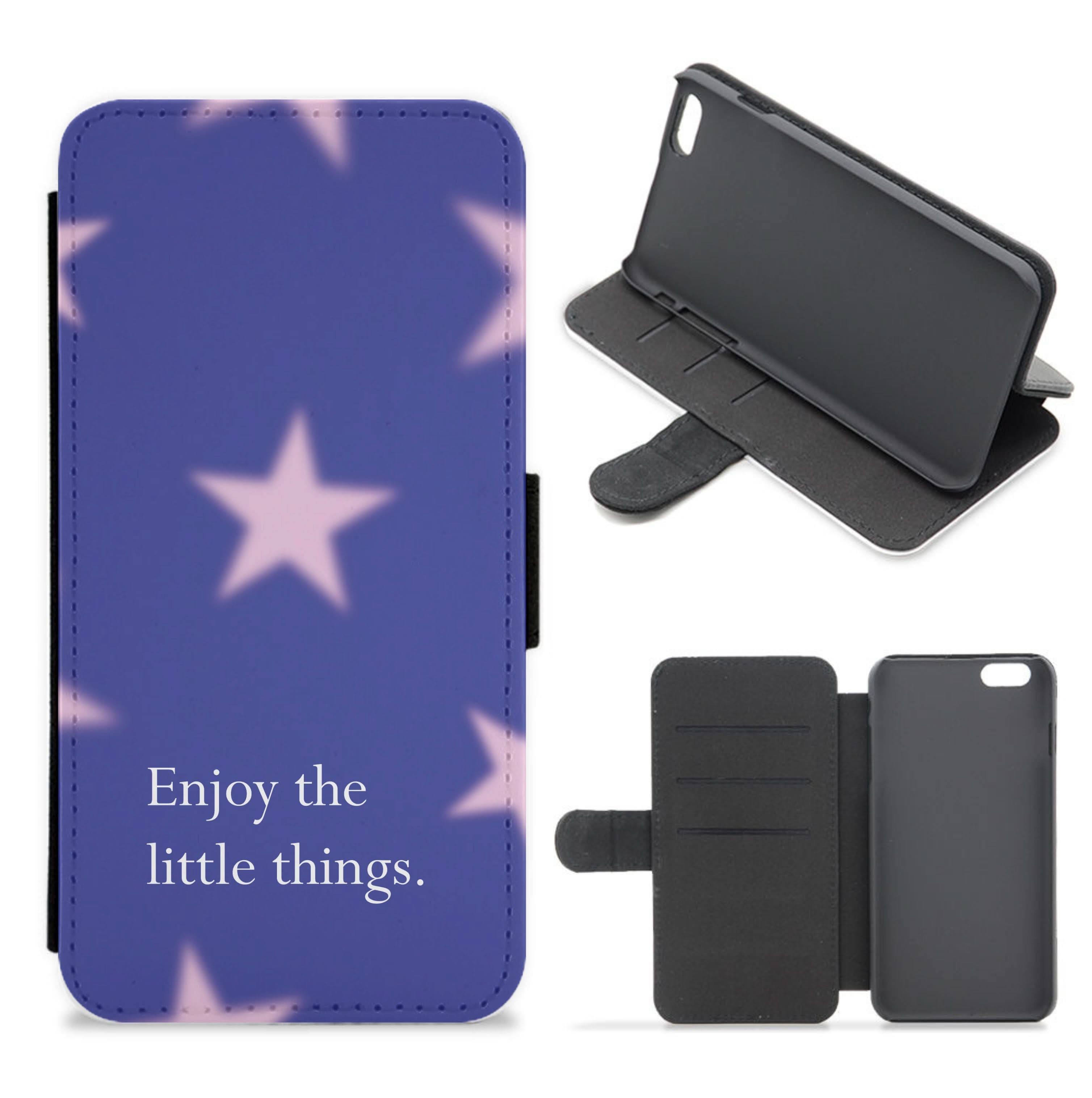 Enjoy The Little Things Dark Purple Flip / Wallet Phone Case