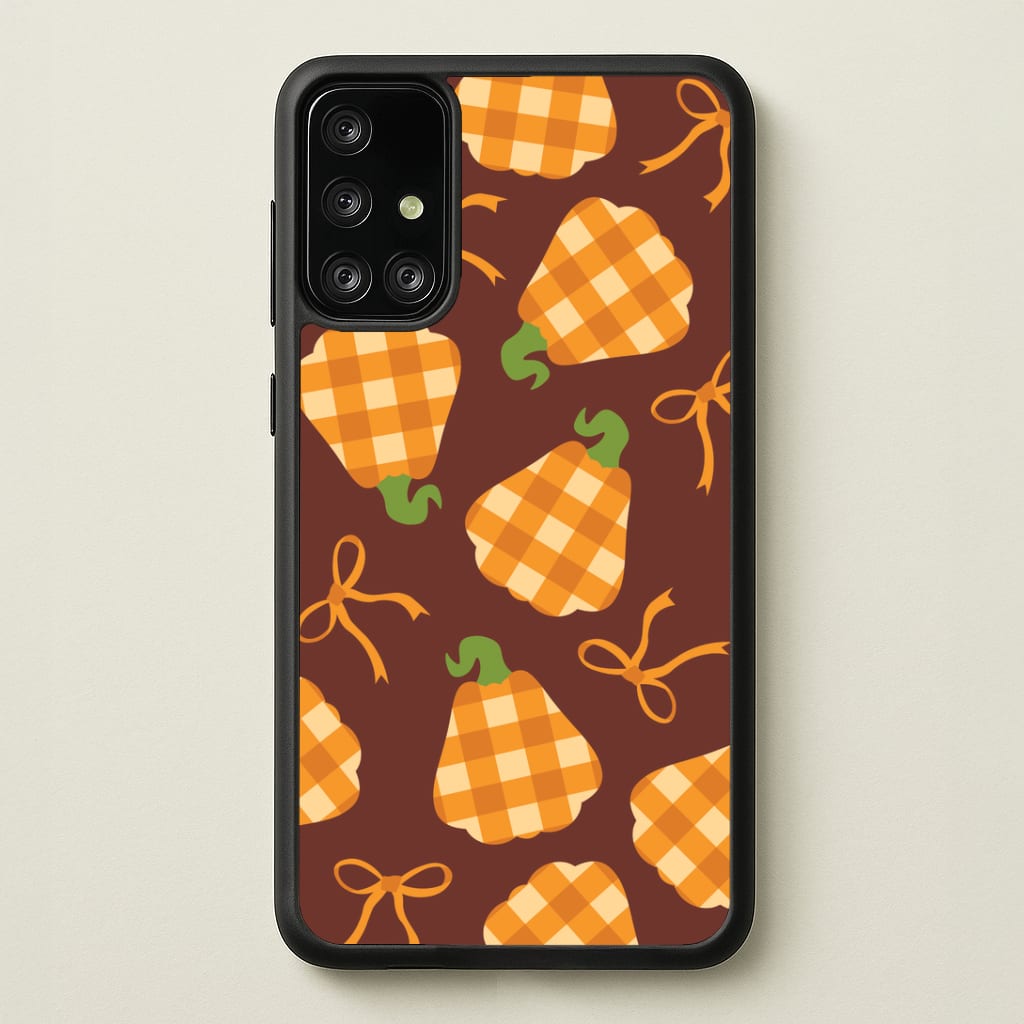 Tartan Pumpkins And Bows Pattern Galaxy A71 Case
