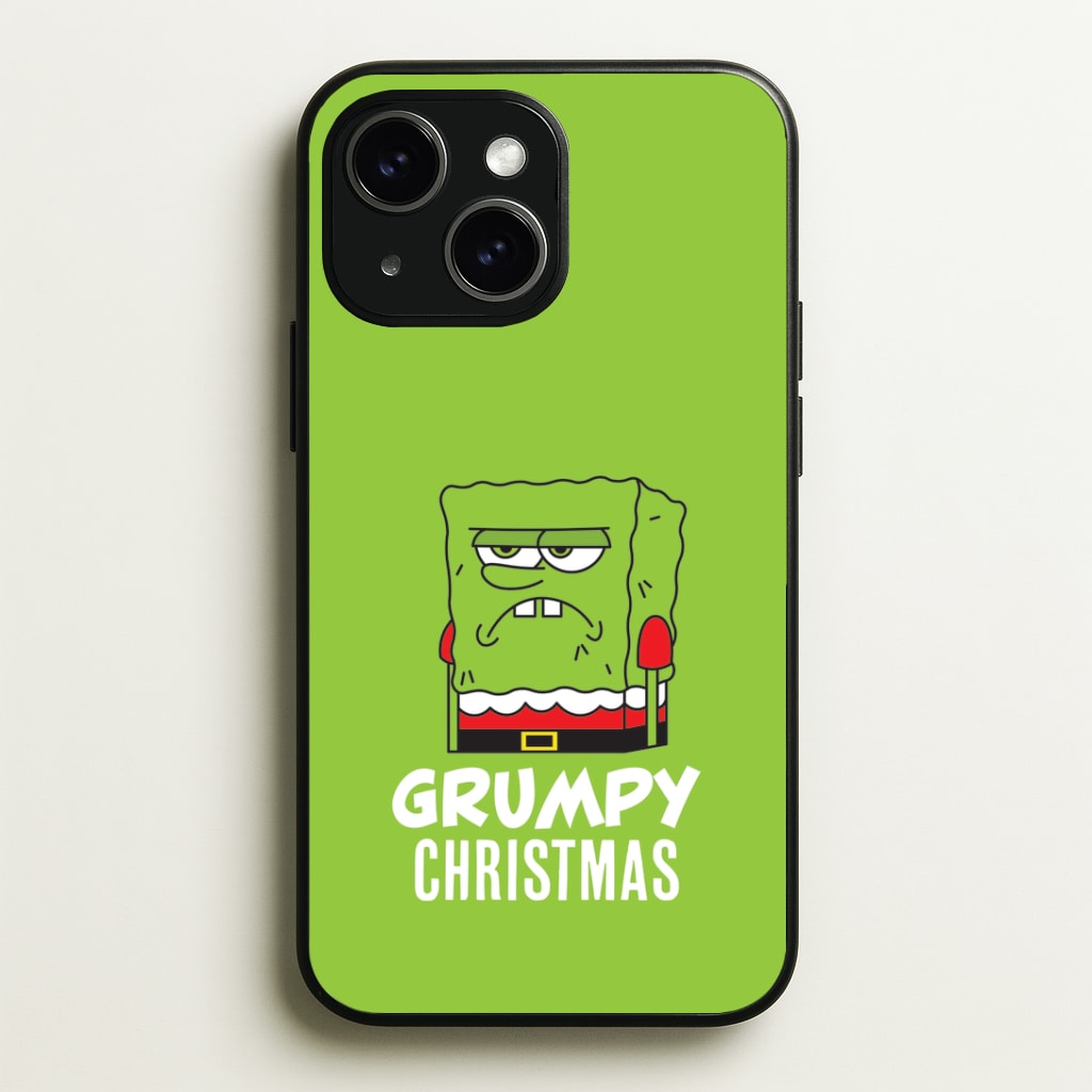 Grumpy Christmas Cartoon Sponge iPhone 15 Case