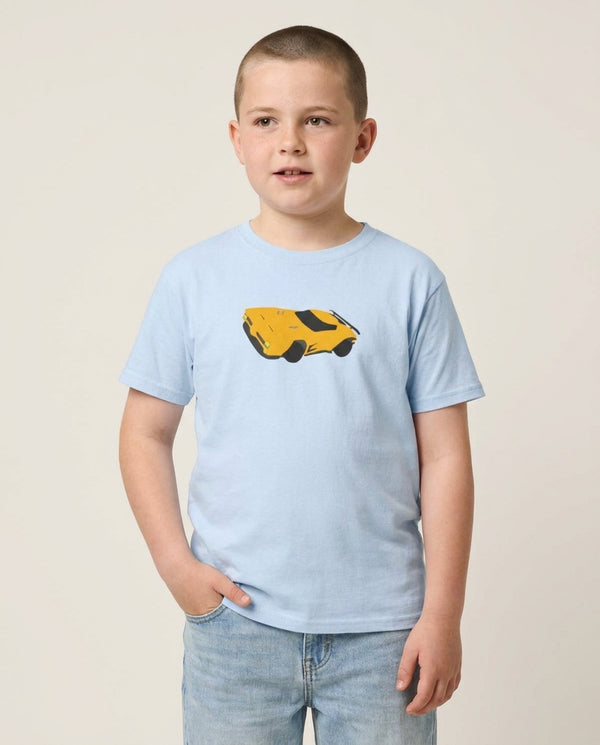 Dominus - Rocket League Kids T-Shirt — Blue Front, worn