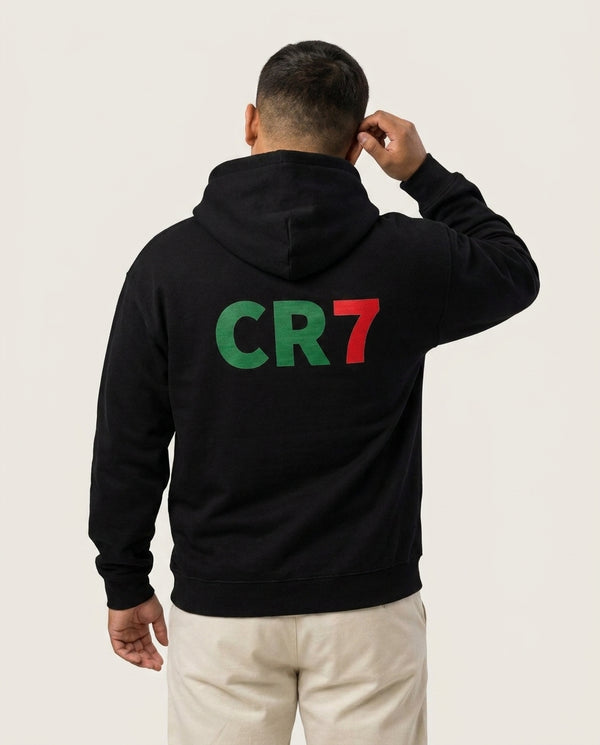 CR7 Logo - Ronaldo Hoodie — Black Back, worn