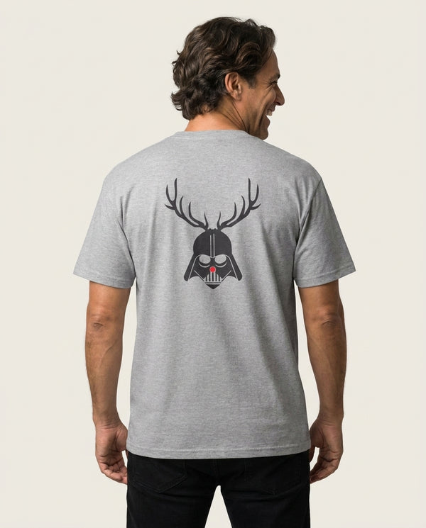 Christmas Darth Vader T-Shirt — Grey Back, worn