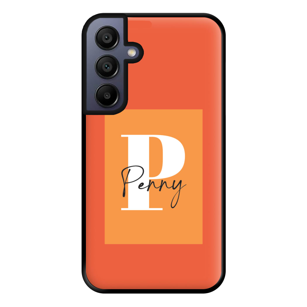 Orange Personalised Name Galaxy A15 Case