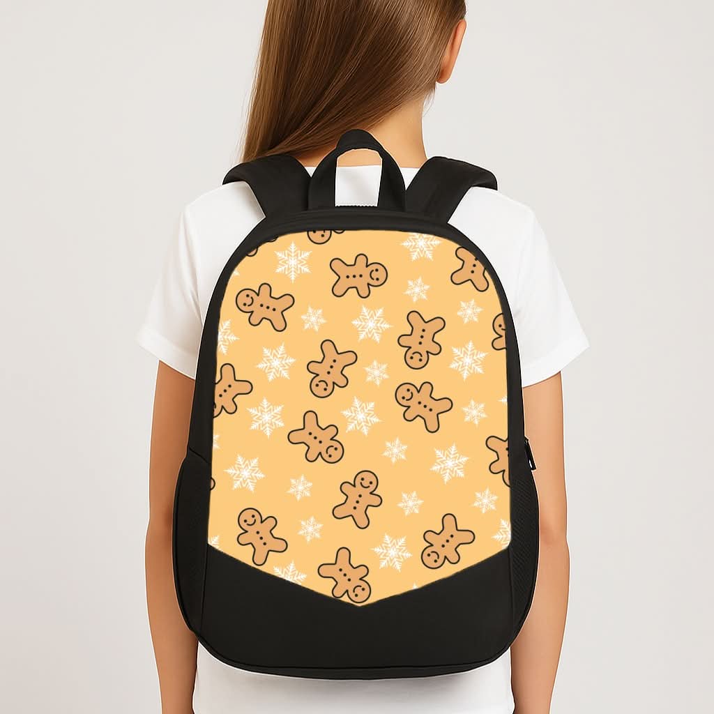 Cute Gingerbread And Snowflakes Pattern School Bag