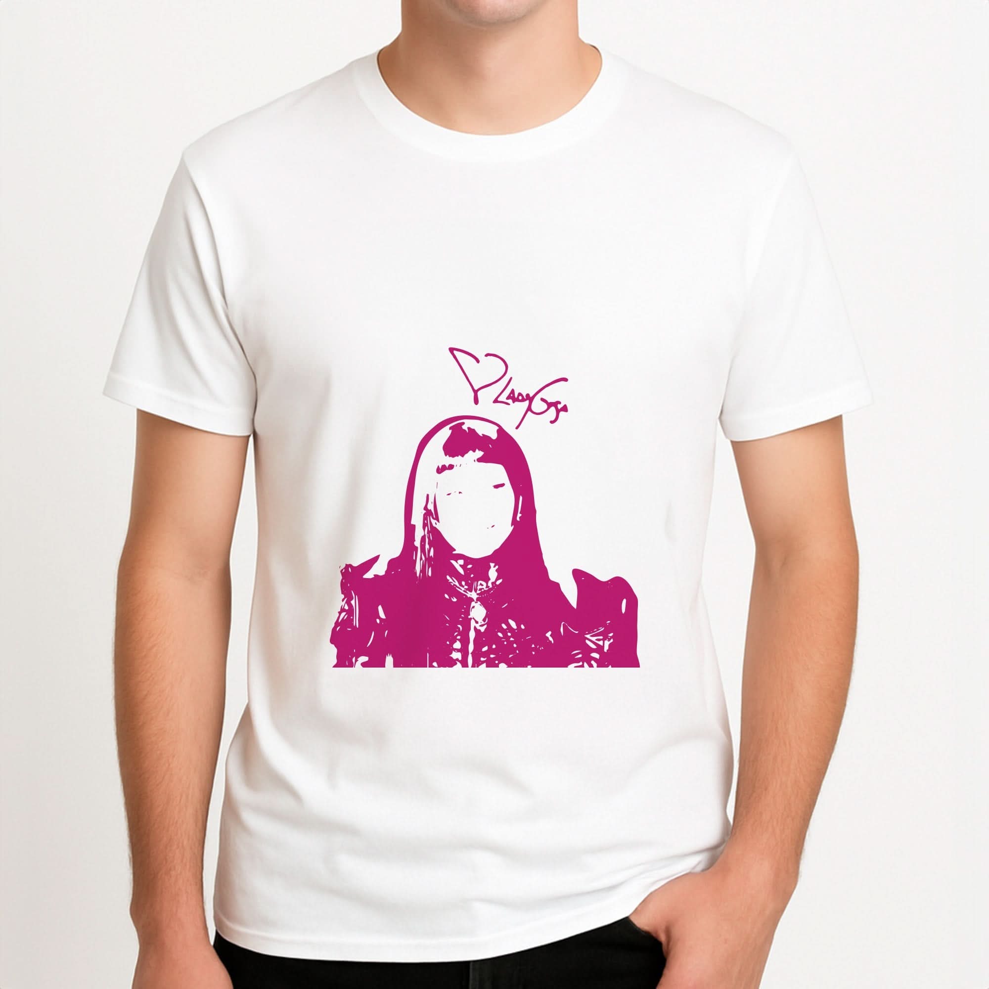 Pink Gaga Silhouette Mens T-Shirt