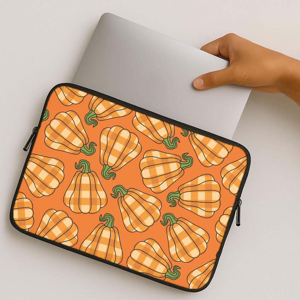 Tartan Pumpkins Pattern MacBook Cover