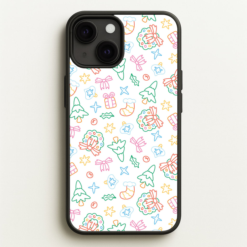 Neon Christmas Icons Pattern II iPhone 13 Case