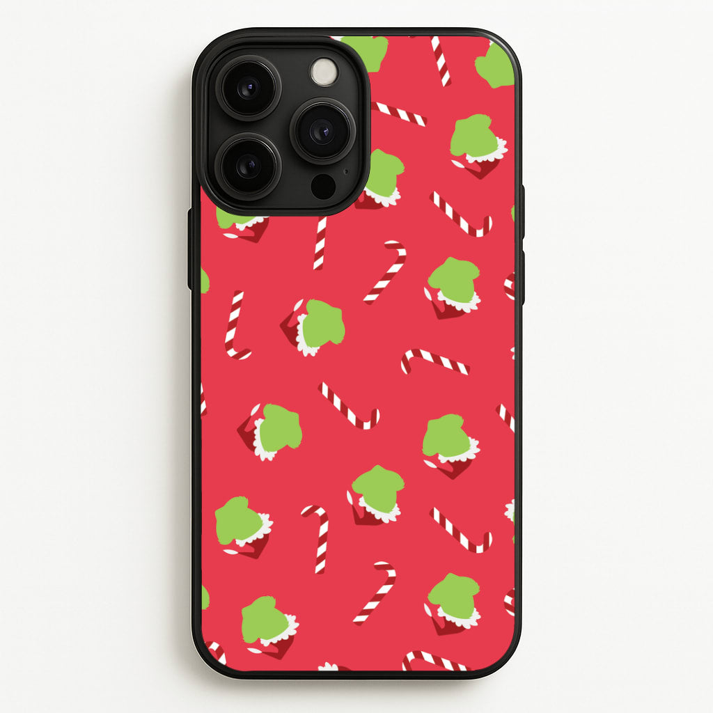 Green Creature And Candy Canes Pattern iPhone 13 Pro Case