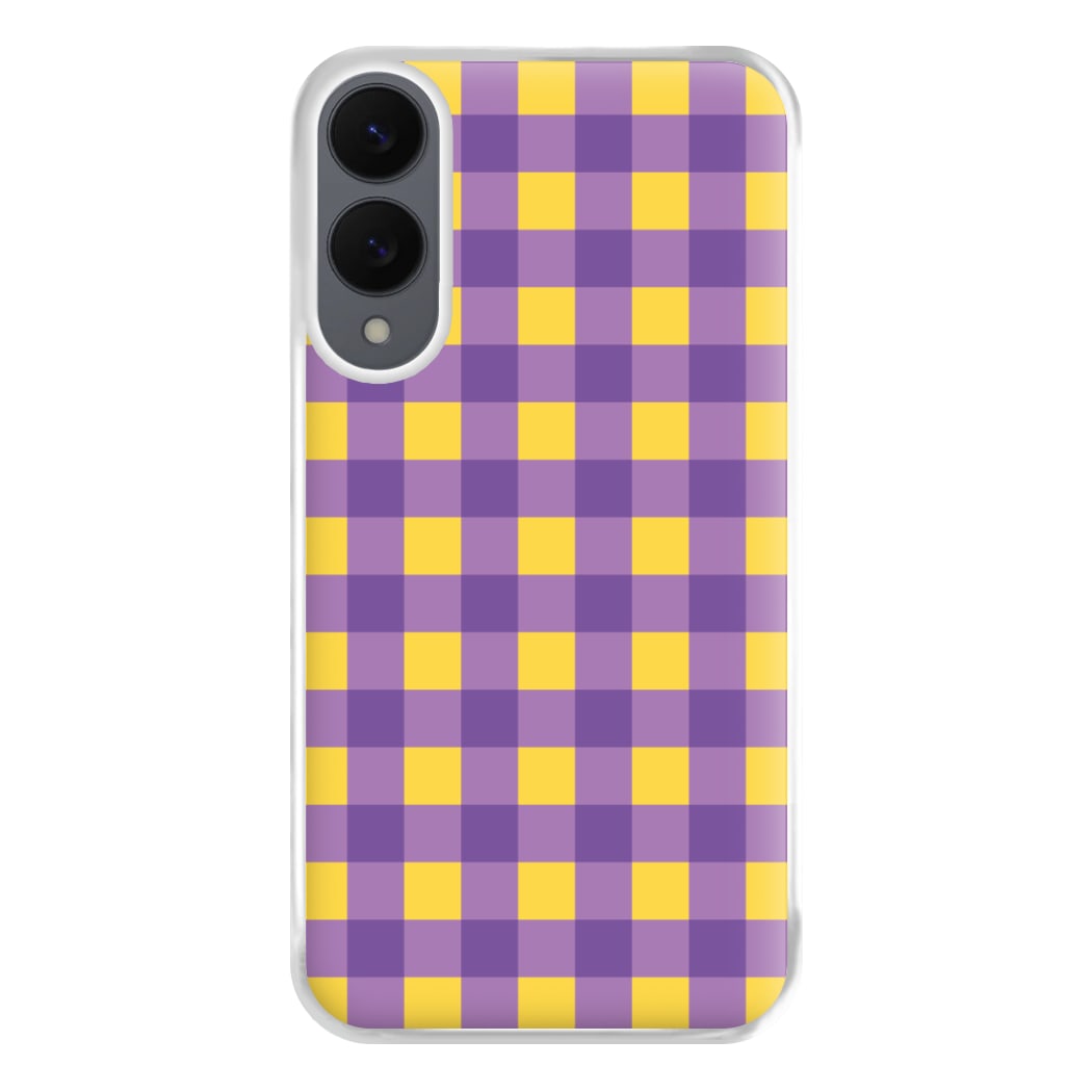 Purple And Yellow Checkered Pattern Galaxy S25 Edge Case