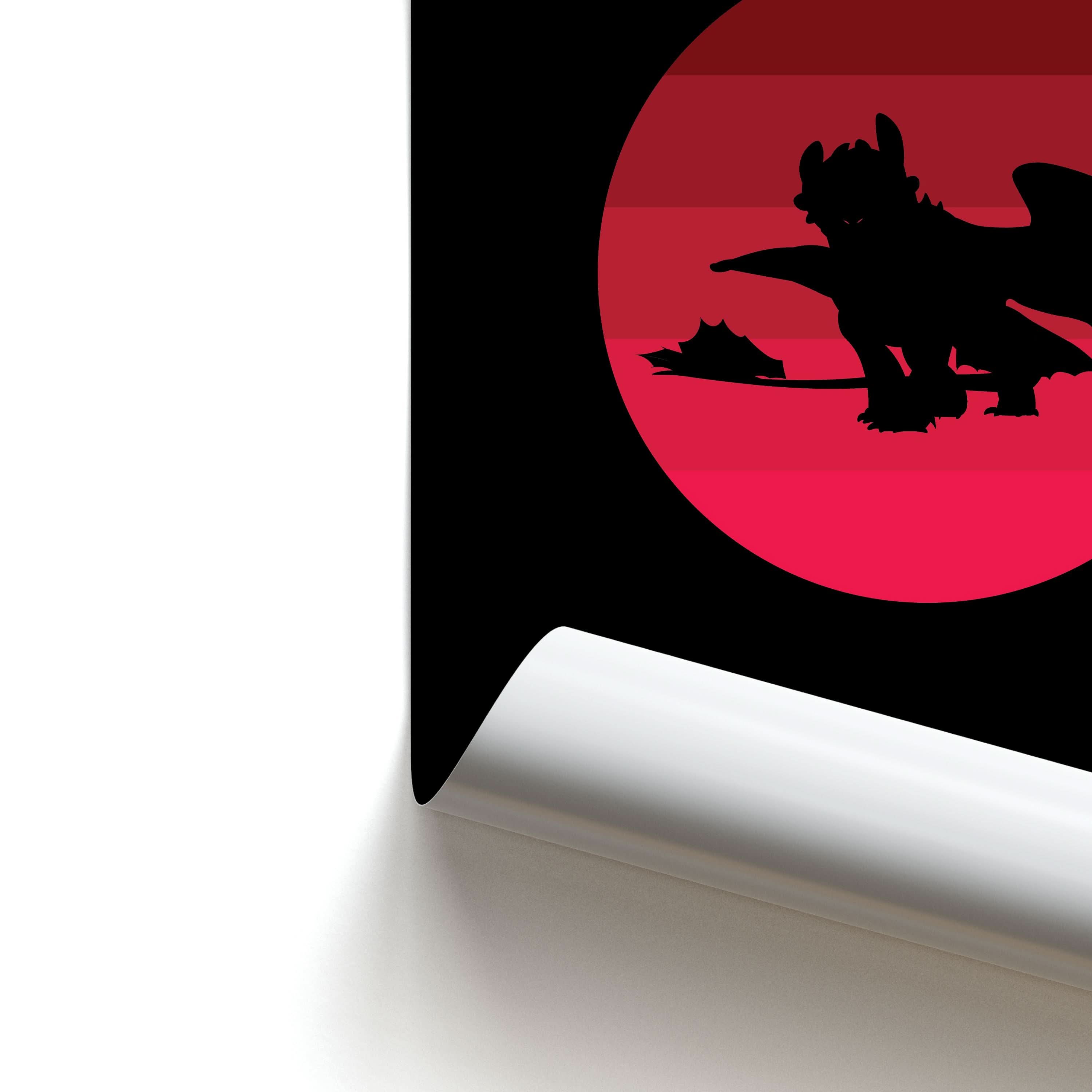 Red Sunset Dragon Poster