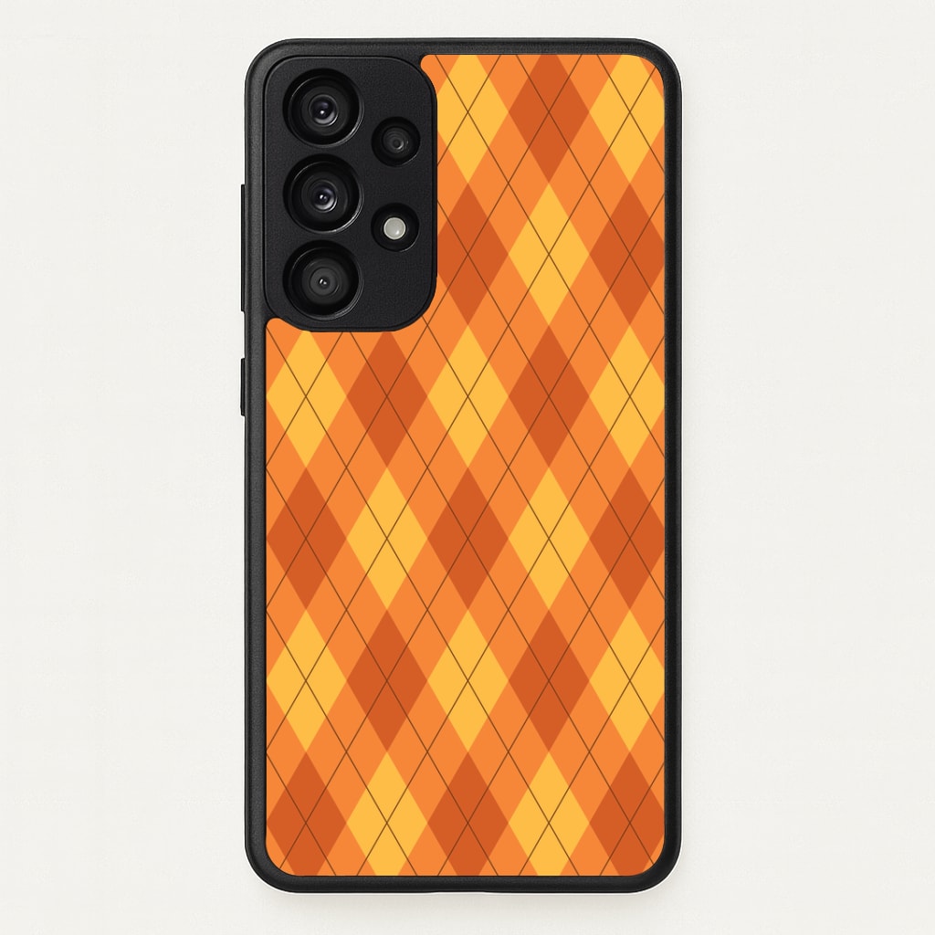 Orange Argyle Pattern Galaxy A53 Case