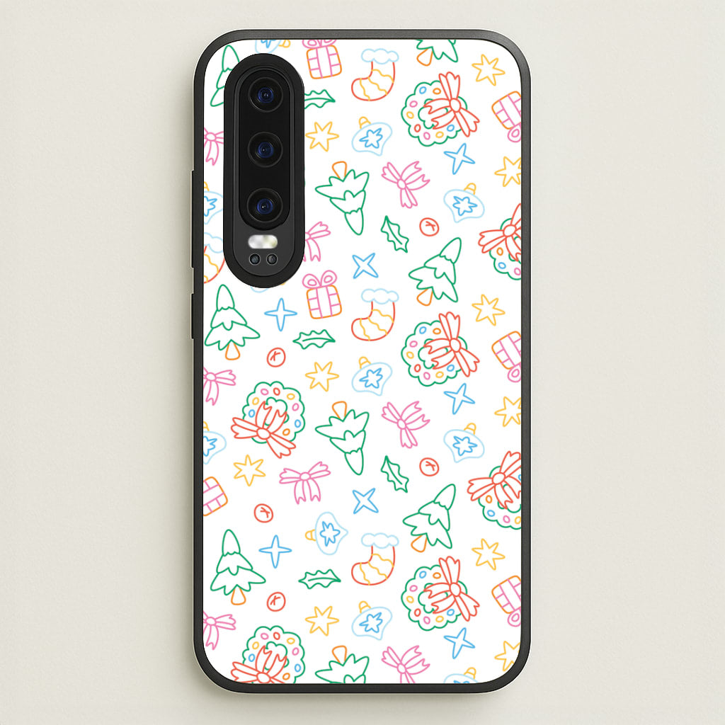 Neon Christmas Icons Pattern II Huawei P30 Case