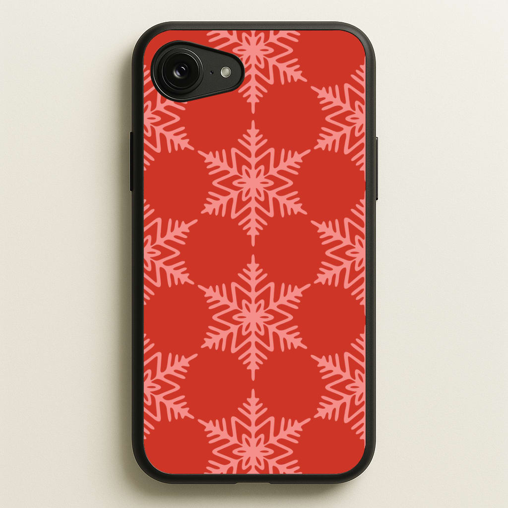 Red Giant Snowflakes Christmas Pattern iPhone 16e Case