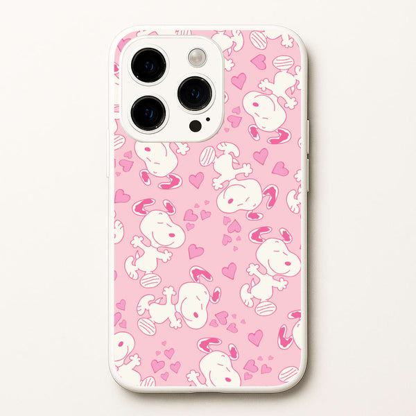 Cartoon Beagle Valentine Hearts Pattern iPhone 14 Pro Case