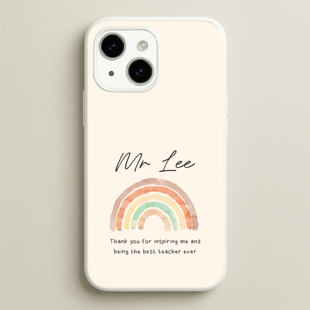 Biege Personalised Teacher Rainbow iPhone 14 Case