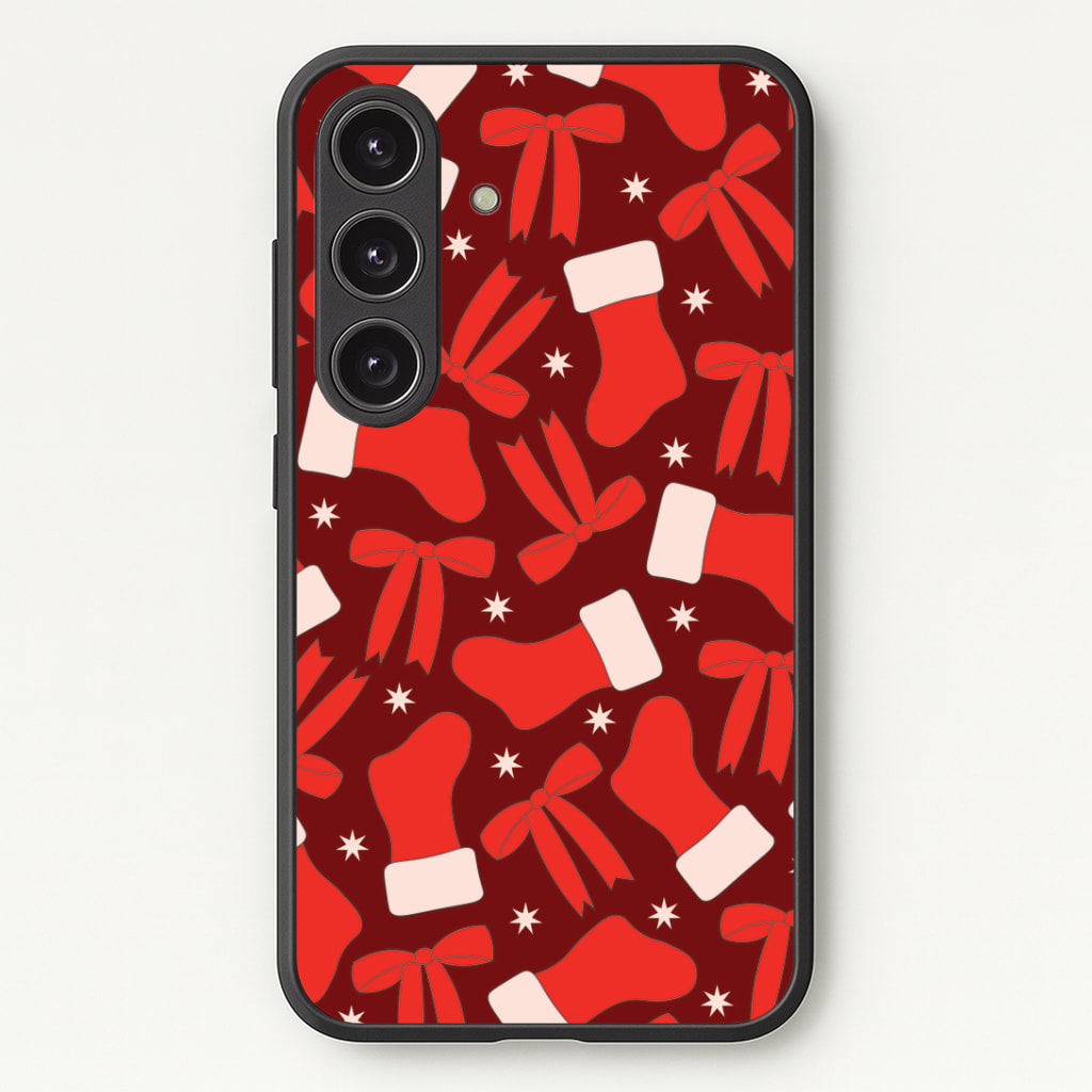 Stockings And Bows Pattern Galaxy S25 Case