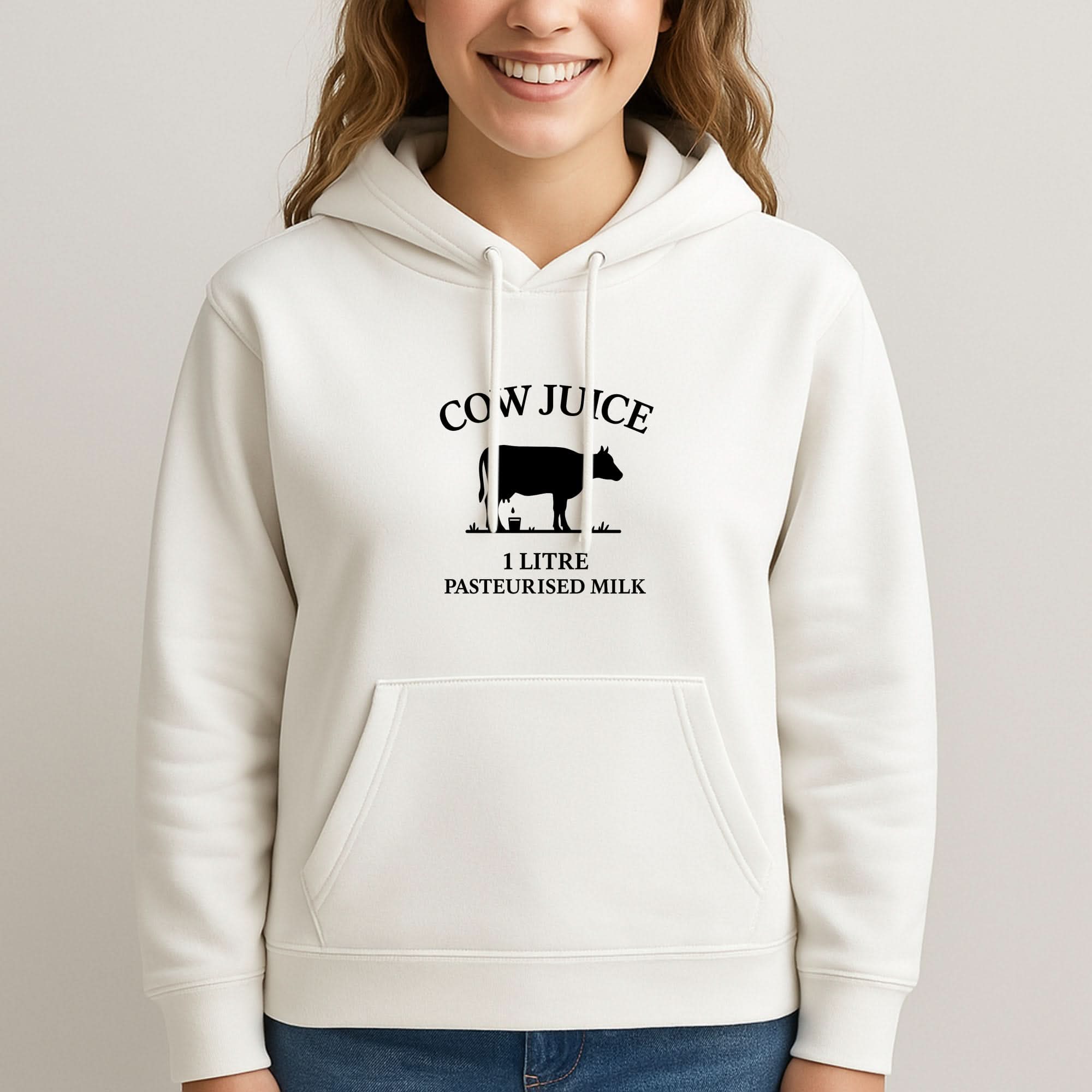 Cow Juice Womans Hooded Sweatshirt