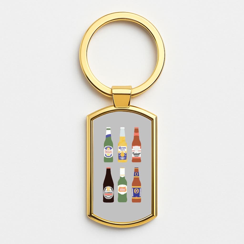 Ale Bottles Gold Keyring