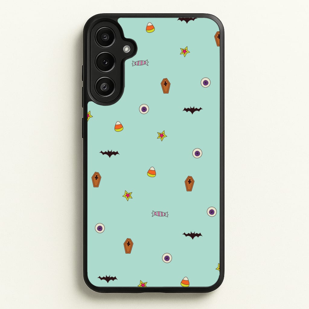Minature Halloween Cartoons Pattern Galaxy A36 Case