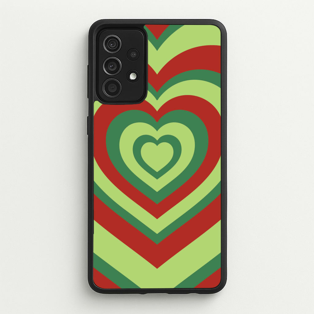 Red And Green Trippy Heart Christmas Pattern Galaxy A52 / A52s Case