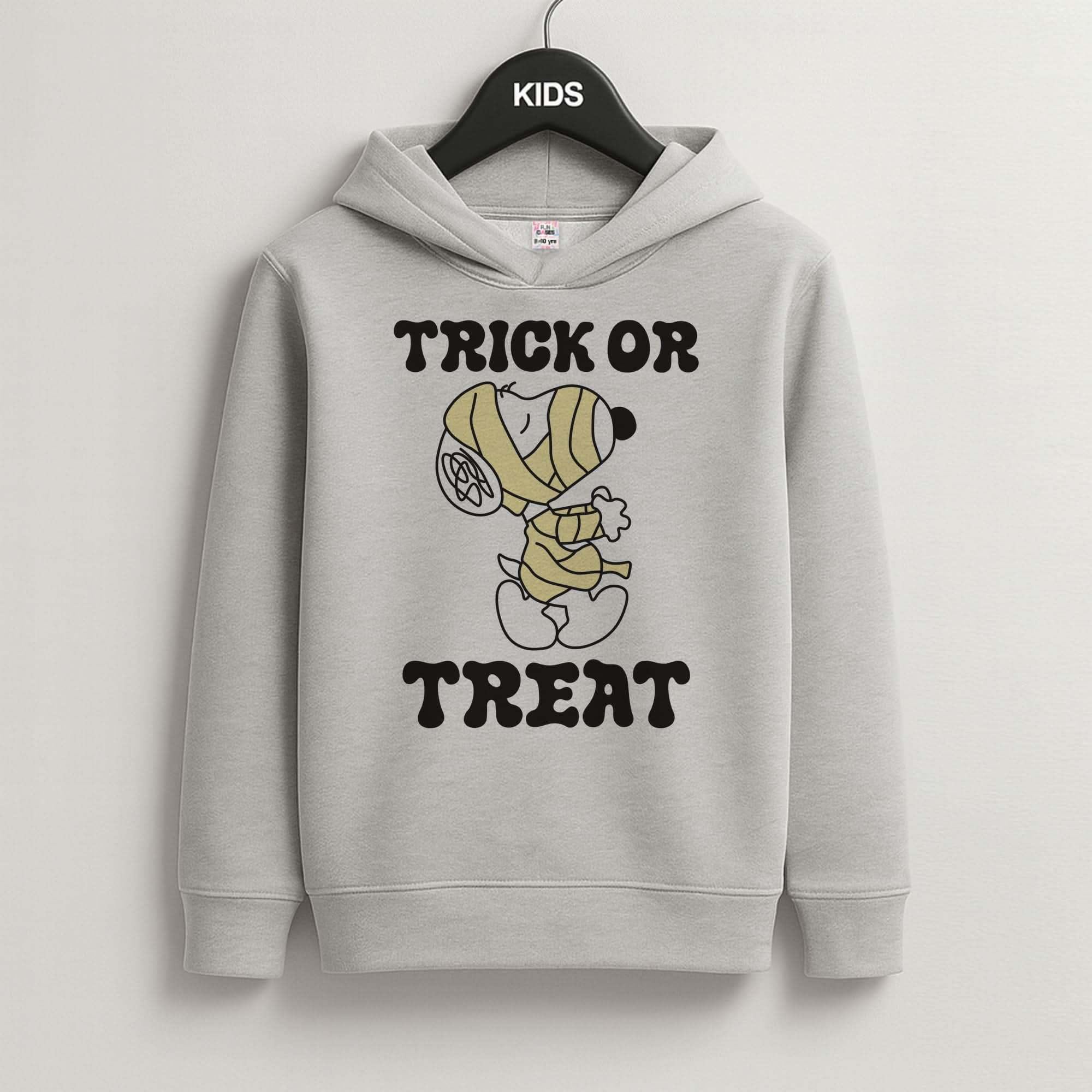 Trick Or Treat Cartoon Beagle Grey Kids Hoodie