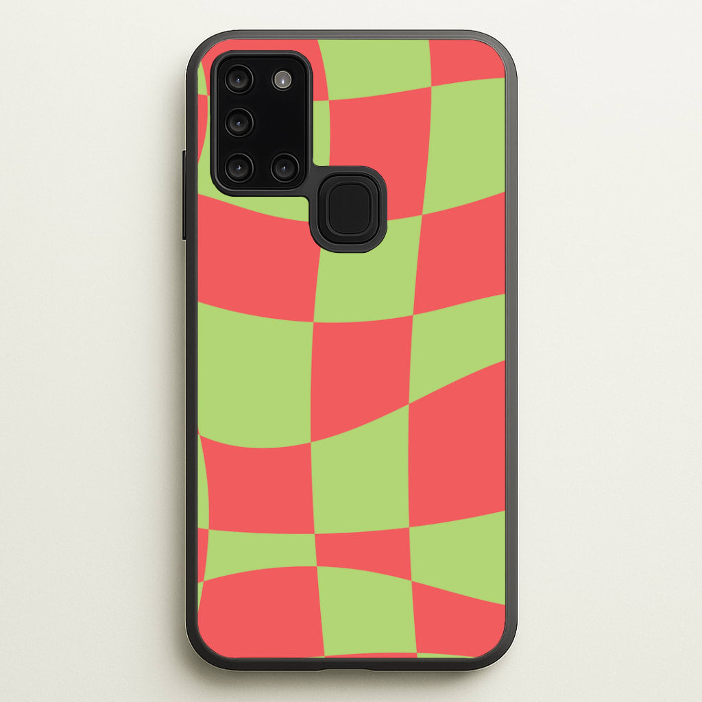 Abstract Red And Green Christmas Pattern Galaxy A21s Case