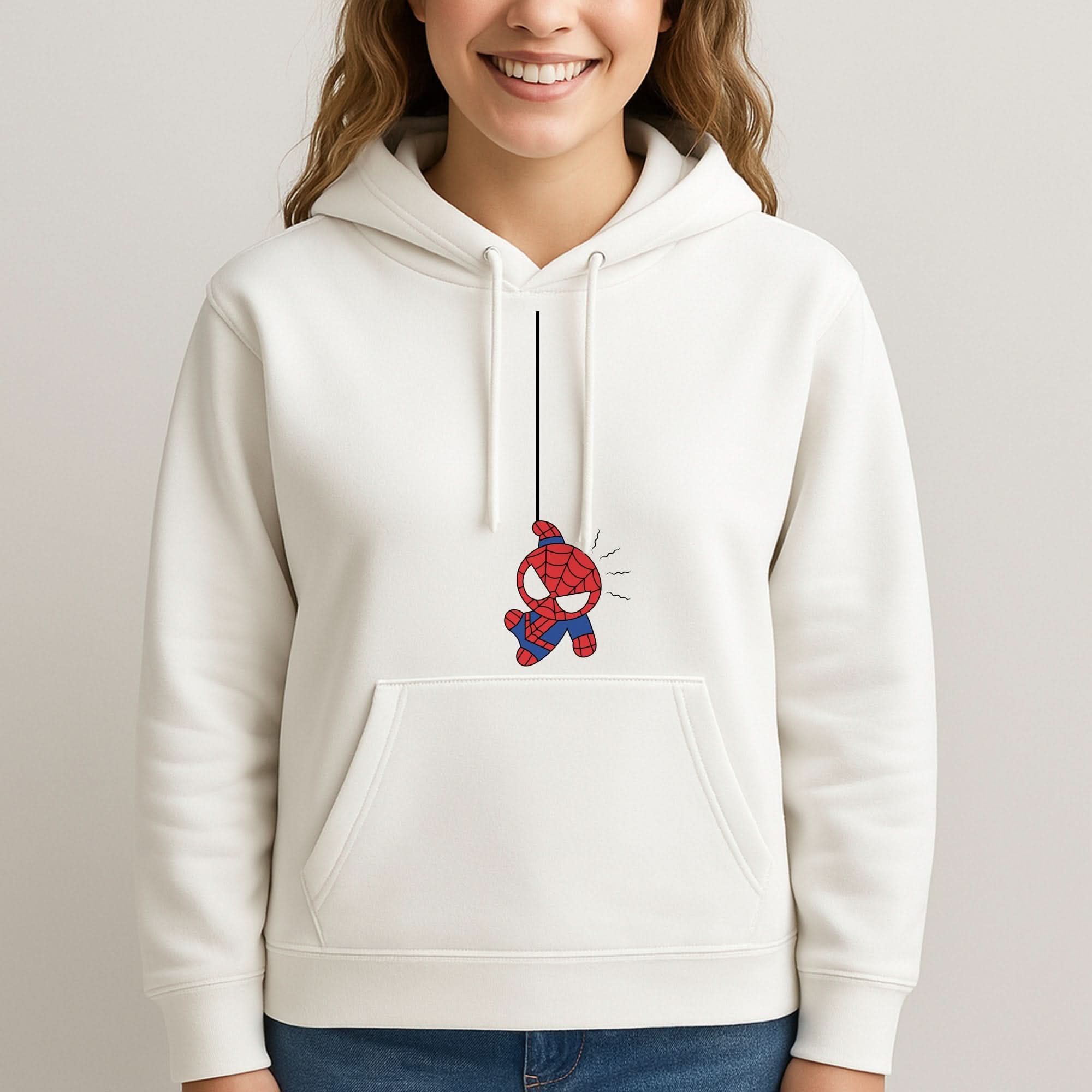 Blue Hanging Spider Hero Womans Hooded Sweatshirt