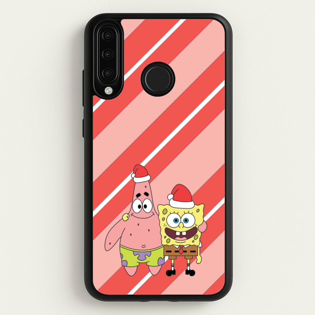 Cartoon Sponge And Starfish Christmas Hats Huawei P30 Lite Case