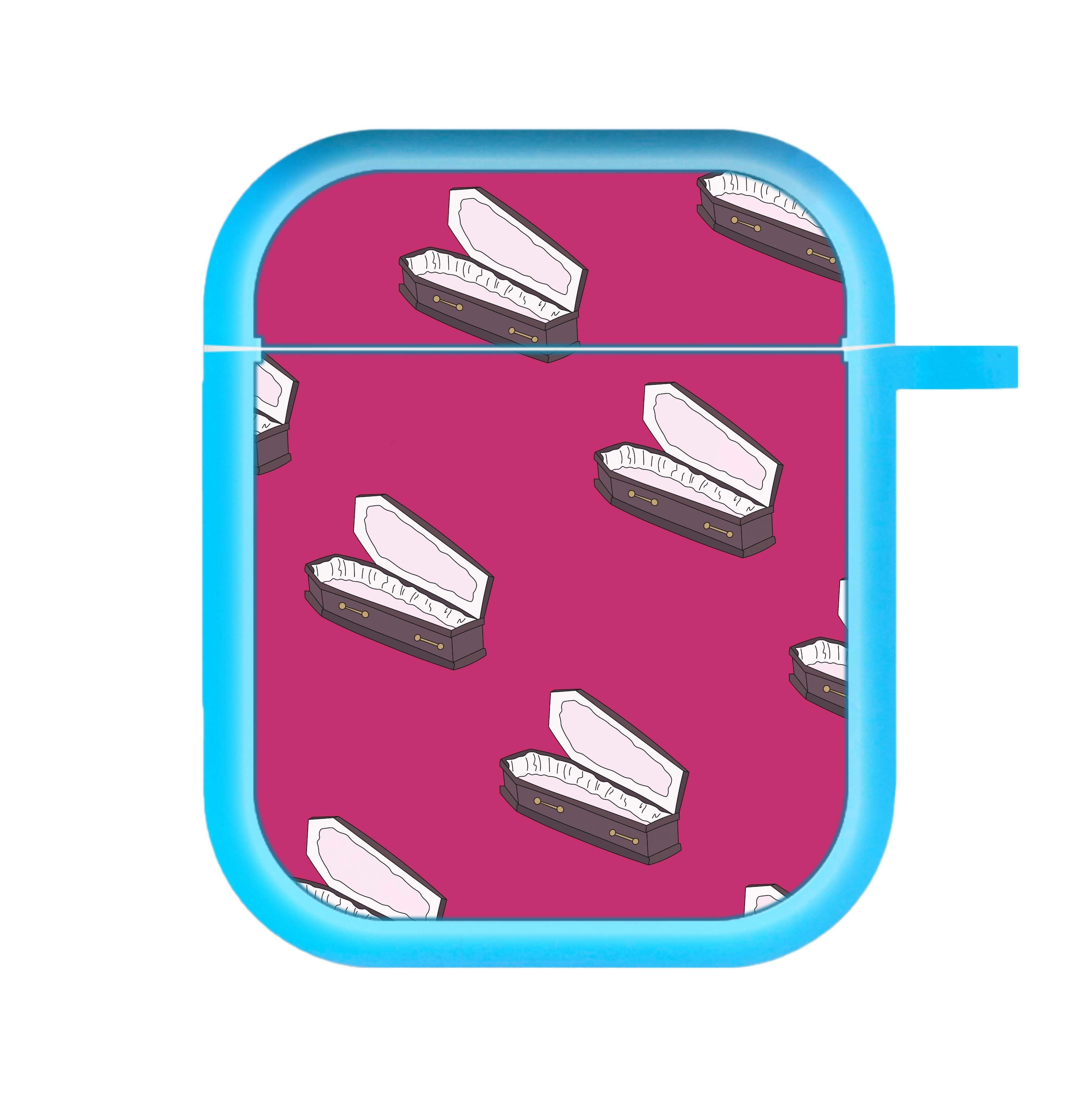 Bright Pink Coffin Pattern AirPods Case