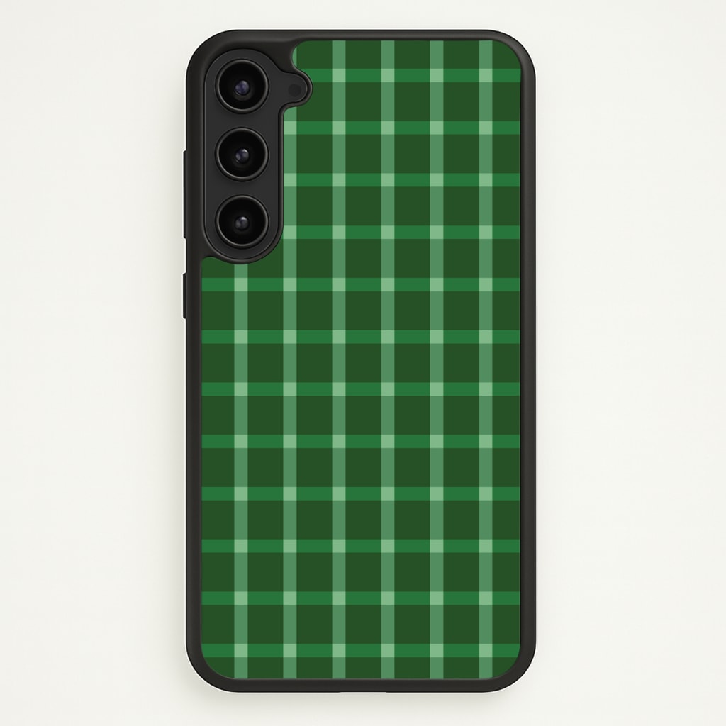 Dark Green Tartan Christmas Pattern Galaxy S23 Plus Case