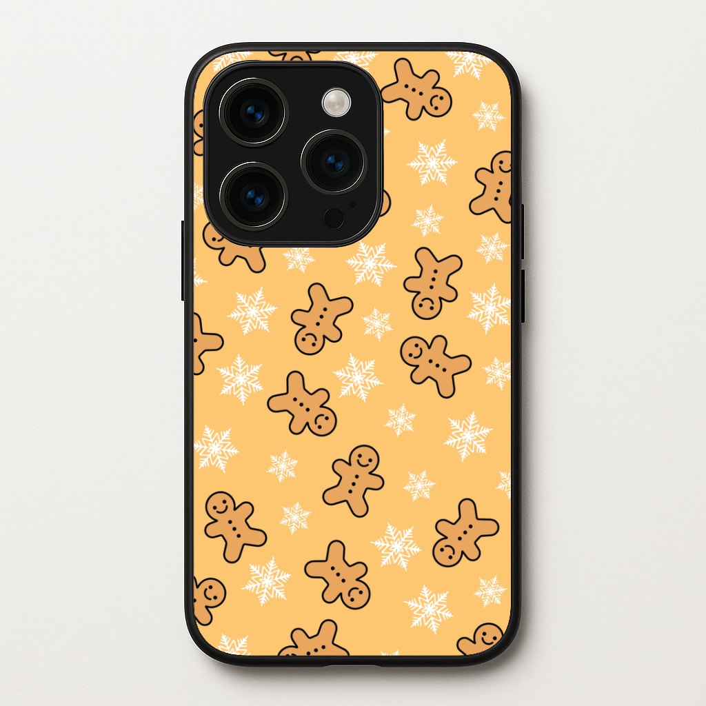 Cute Gingerbread And Snowflakes Pattern iPhone 14 Pro Max Case